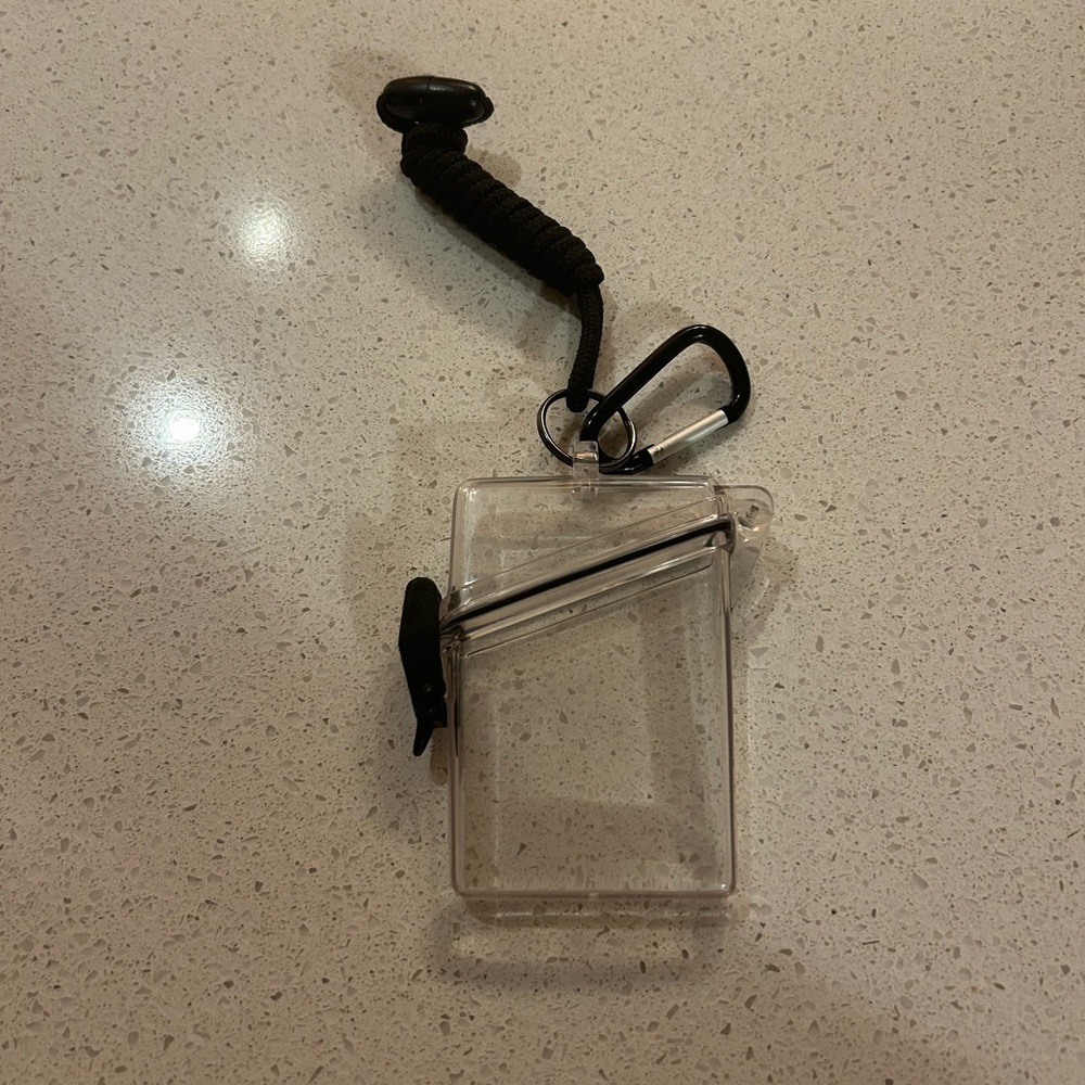 Clear Waterproof Card Pouch with Black Lanyard and Carabiner